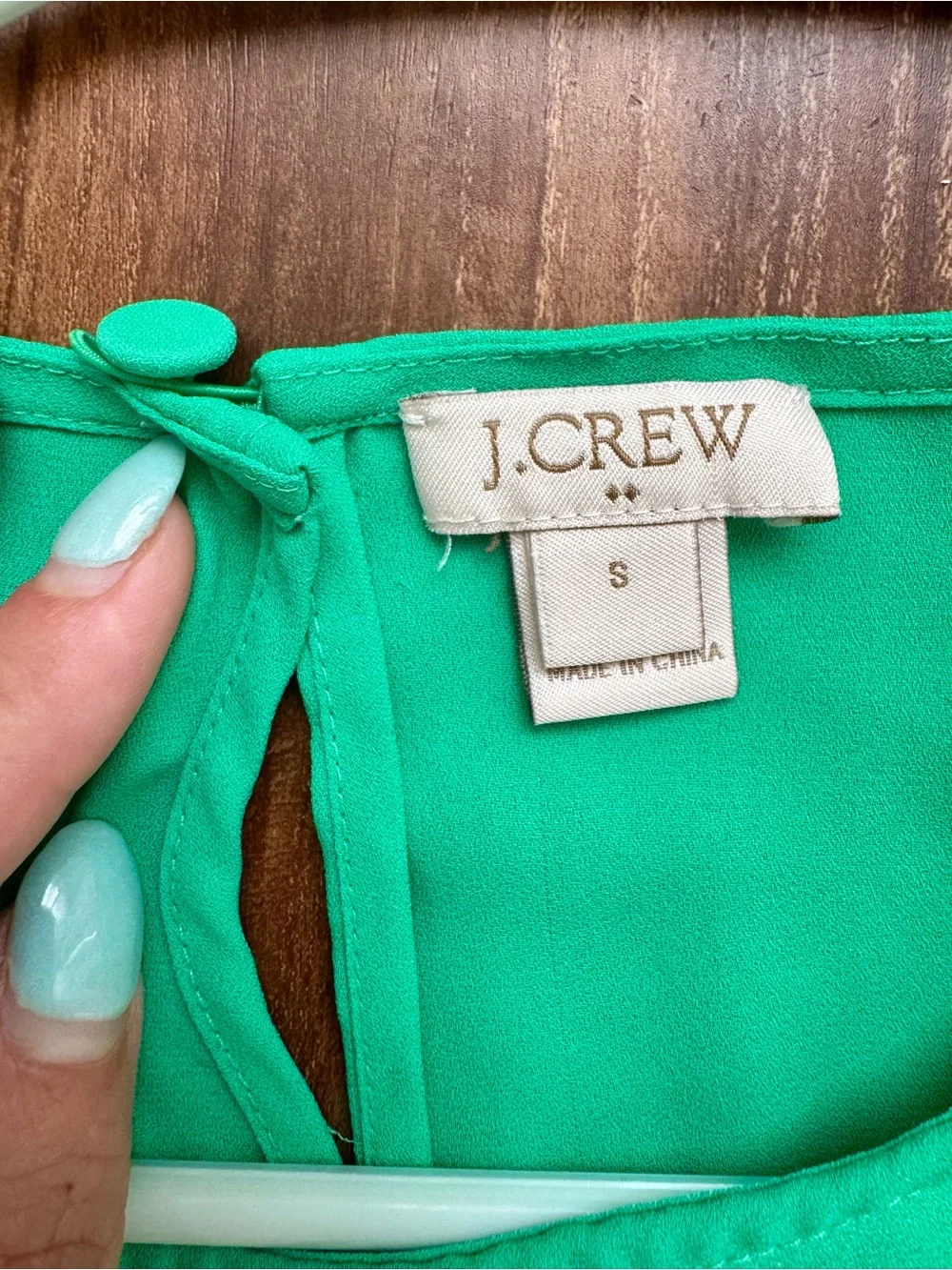 J. Crew Bright Green Long-Sleeve Scoop Neck Blouse, Size S